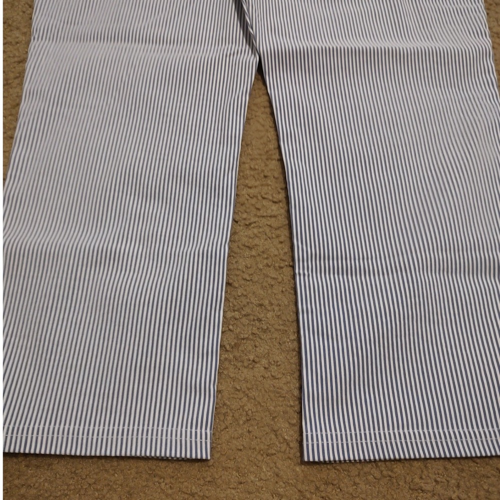 MARIO SERRANI Women Blue White Stripe Comfort Stretch‎ Capri Large